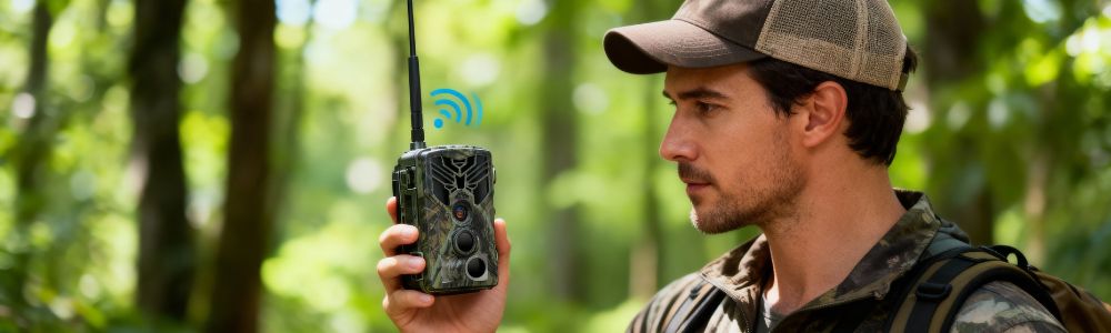 Smartphone recevant une alerte en temps réel depuis une caméra de chasse 4G