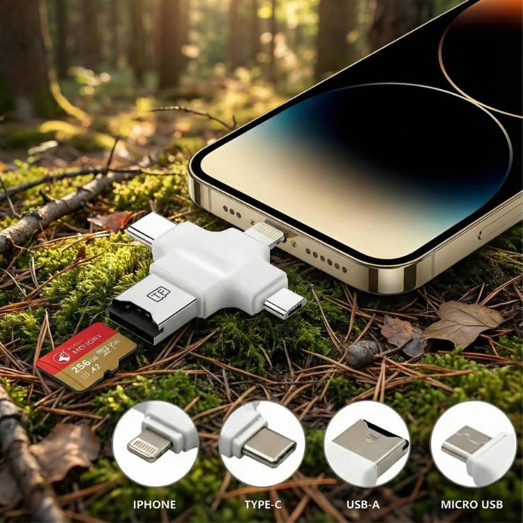 Lecteur SD 4-en-1 (PC & Mobile) : Visionnez, Téléchargez et Partagez vos Prises Instantanément