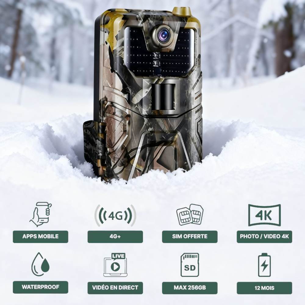Caméra de Chasse Connectée 4K avec Alerte SMS/MMS - SecurChasse®