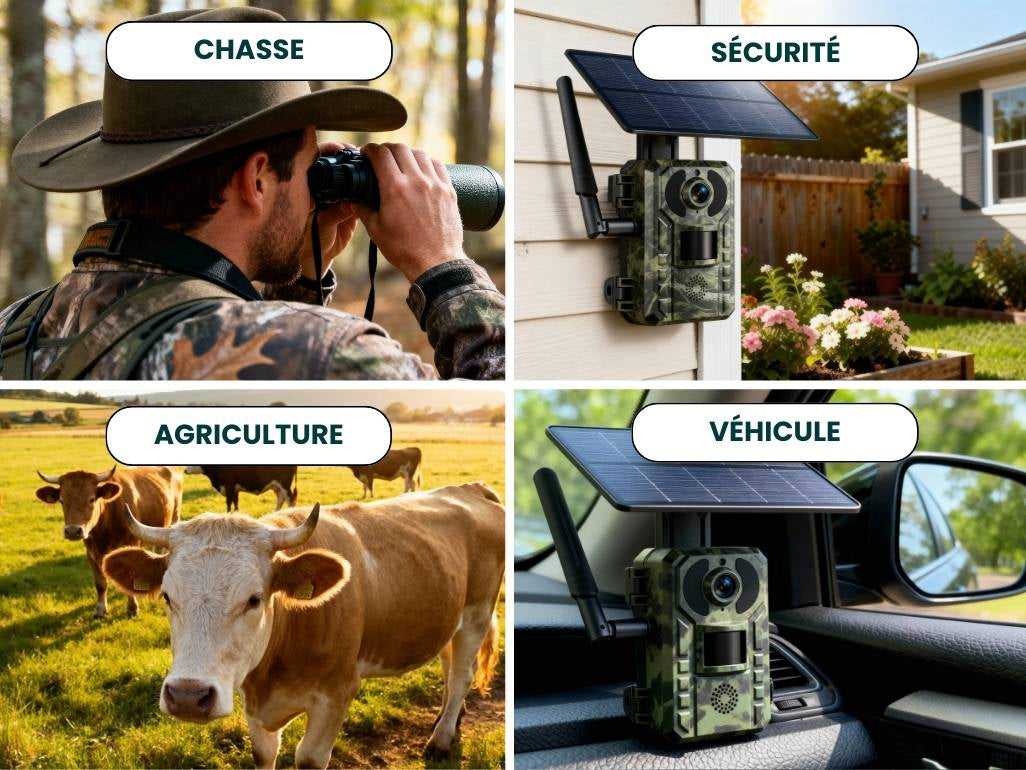 Caméra de chasse 4G utilisée pour la chasse, la sécurité du terrain et l’observation des animaux sauvages