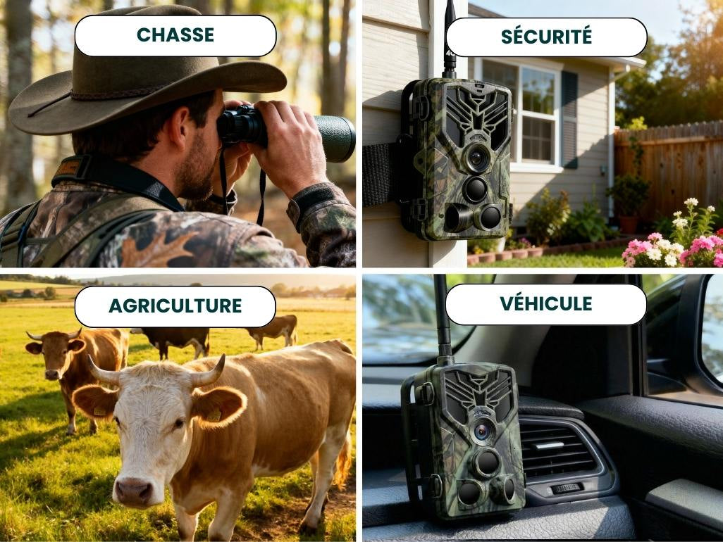 Caméra de chasse 4K utilisée pour la chasse, la sécurité du jardin, l’agriculture et la surveillance de véhicule