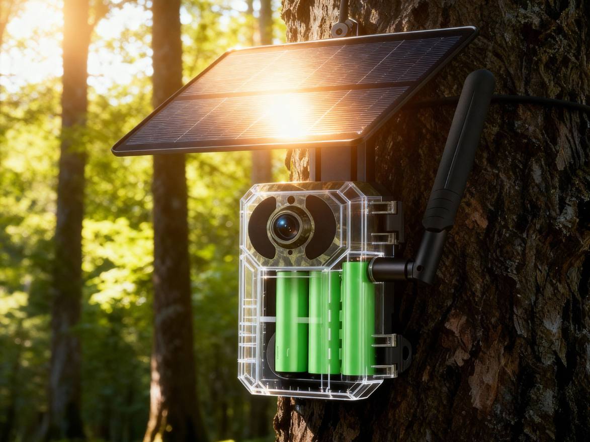 Caméra de chasse 4G avec panneau solaire et batteries lithium haute capacité pour une autonomie longue durée