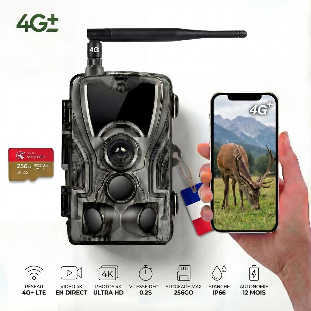 Caméra de chasse 4G+ avec écran + Carte SD 64GB Offerte - SecurChasse®